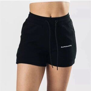Alphalete Essential Core Shorts Black Womens Knit Shorts W/ Pockets Comfortable